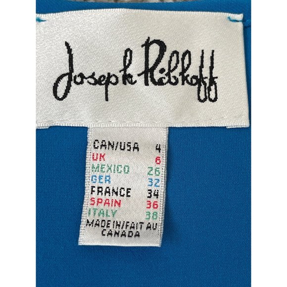 Joseph Ribkoff Pleated Back Mixed Media Tank Tunic Top High‎ Low Hem Blue 4 - Picture 4 of 5